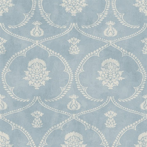 Royal Damask Blue Wallpaper MX9644 by Ronald Redding – York Designer Series