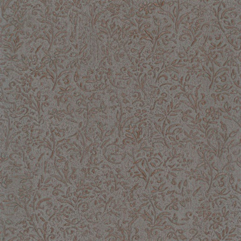 Sculpted Floral Copper Relief Wallpaper MA35534
