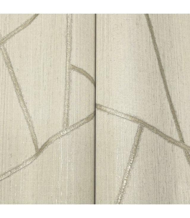 Lisle Ivory geometric stitched vinyl wallpaper roll SI6823 by York Wallcoverings