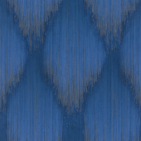 Starfall Sapphire Metallic Ikat Wallpaper by Antonina Vella