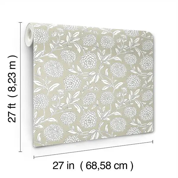 Chatsworth Garden Taupe by Antonina Vella Floral Trail Wallpaper – York Designer Series VP1363
