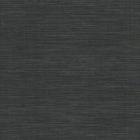 Winn Black Faux Grasscloth Wallpaper by Warner