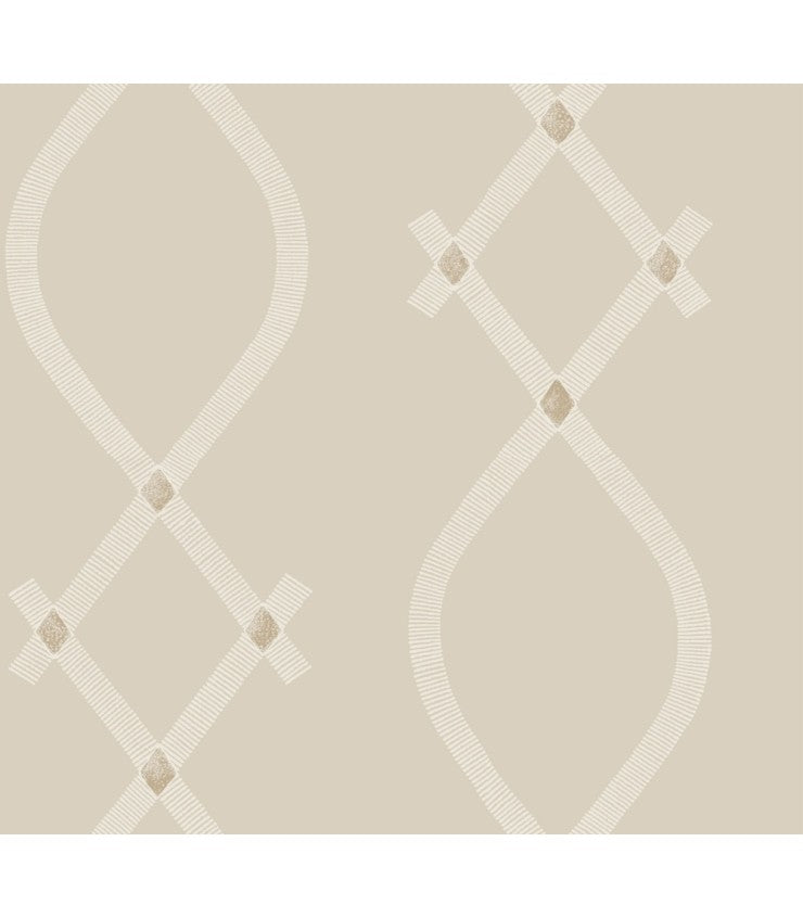 Ellena Beige geometric ogee non woven wallpaper by Ronald Redding – York Designer Series ZA8034