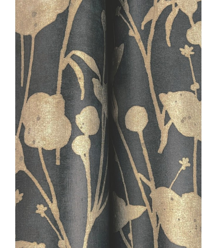 Shimmering Poppies Black & Gold by Ronald Redding Floral Wallpaper- York Designer Series ZA8066