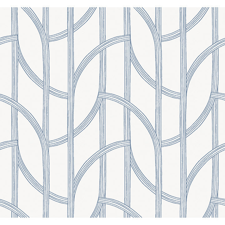 Salvo Navy Curved Contours Wallpaper by A-Street Prints roll and pattern