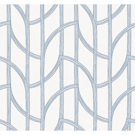 Salvo Navy Curved Contours Wallpaper by A-Street Prints roll and pattern