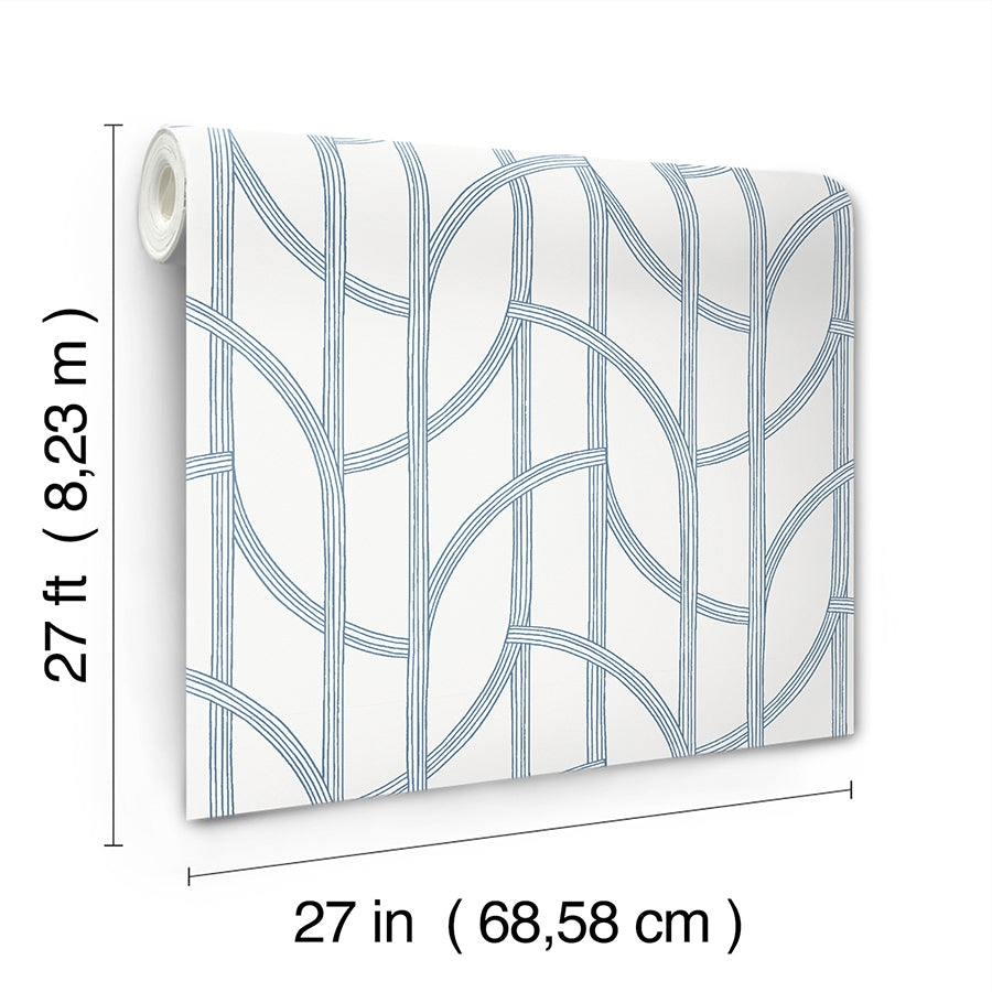 Salvo Navy by A-Street Prints Curved Contours Wallpaper – A-Street Prints 4172-82010