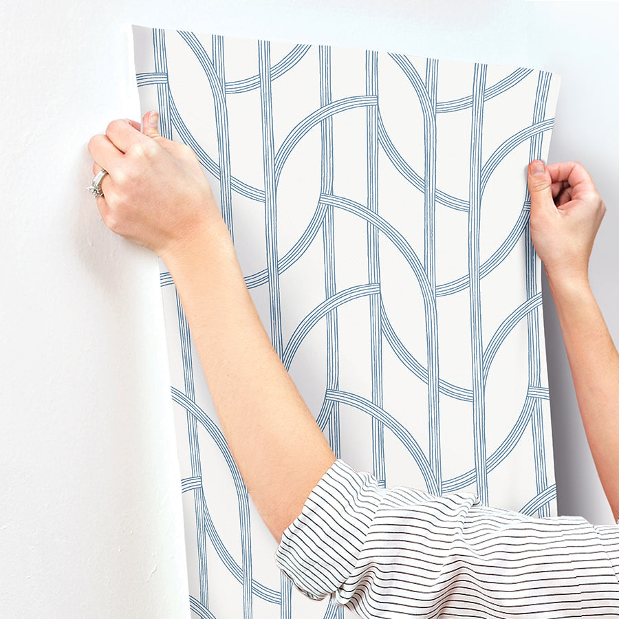 Salvo Navy by A-Street Prints Curved Contours Wallpaper – A-Street Prints 4172-82010