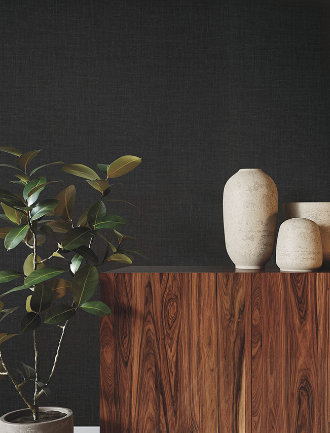 Jute Weave Black by Ronald Redding Grasscloth Wallpaper – York Designer Series GRL88385