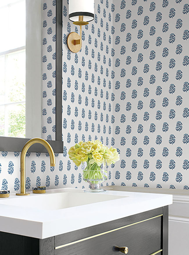 Sylvie Blue by Antonina Vella Floral Wallpaper – York Designer Series VP1384