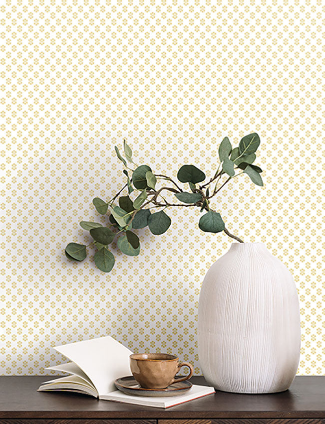 Brioni Butter by Antonina Vella Floral Stamp Wallpaper – York Designer Series VP1392