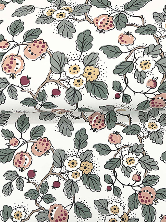 Framboise Blush by Antonina Vella Berry Vines Wallpaper – York Designer Series VP1414