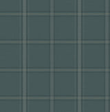 Auberge Teal Plaid Wallpaper in Teal by Chesapeake, 20.5 in x 33 ft roll