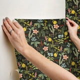 Herb Garden Black by Rifle Paper Co. Botanical Premium Peel & Stick Wallpaper – York Wallcoverings PSW1676RL