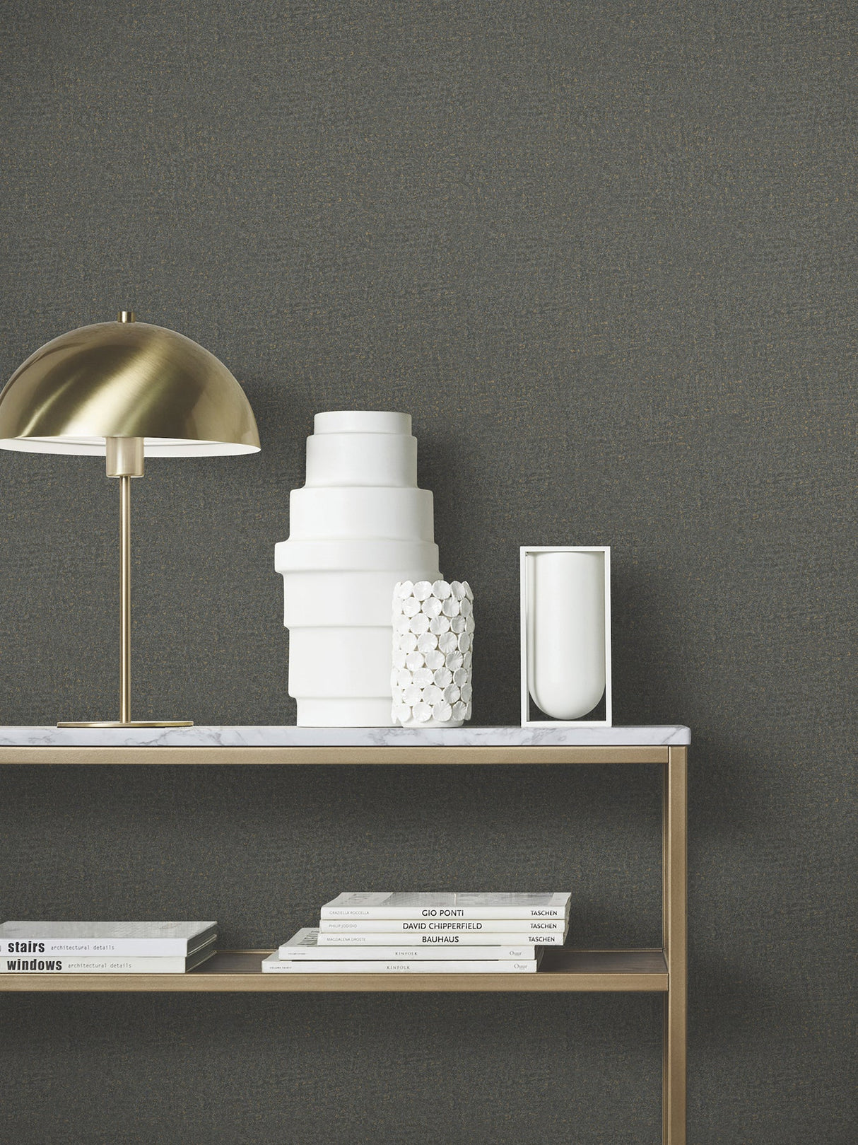 Garden Stone Charcoal by Antonina Vella Textured Wallpaper- York Designer Series MA35520