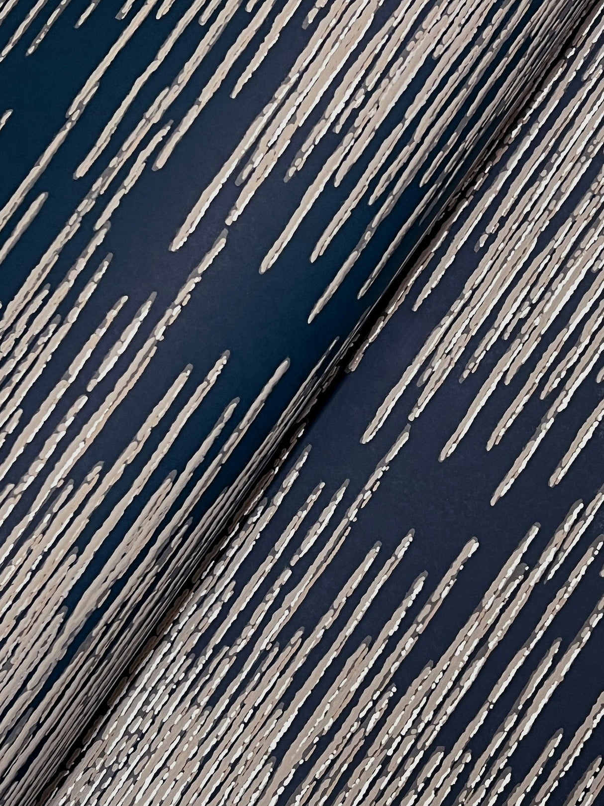 Operetta Navy by Ronald Redding Metallic Columns Wallpaper- York Designer Series VR1503