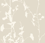 Ginkgo Silhouette Taupe Cork Wallpaper by Ronald Redding