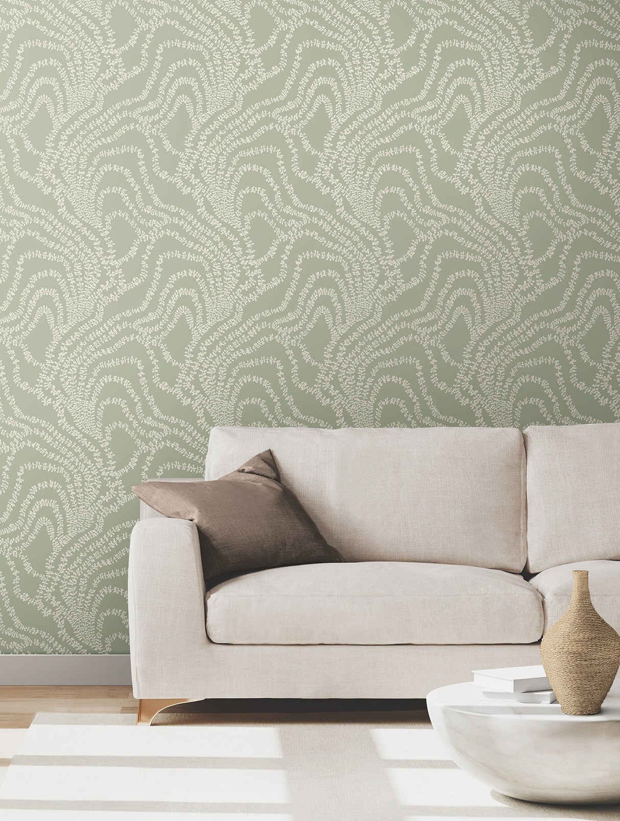 String of Pearls Sage by Ronald Redding Vine Wallpaper – York Designer Series VR1513