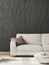 Tribeca Charcoal by Ronald Redding Texture Stripe Wallpaper- York Designer Series VR1523