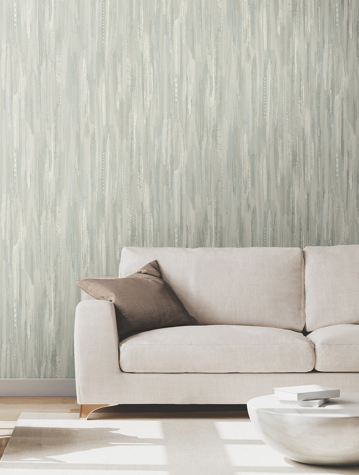 Tribeca Aqua by Ronald Redding Texture Stripe Wallpaper- York Designer Series VR1526