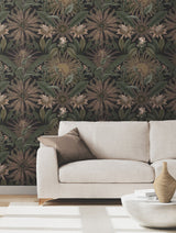 Enchanted Garden Chocolate by Ronald Redding Tropical Wallpaper- York Designer Series VR1529
