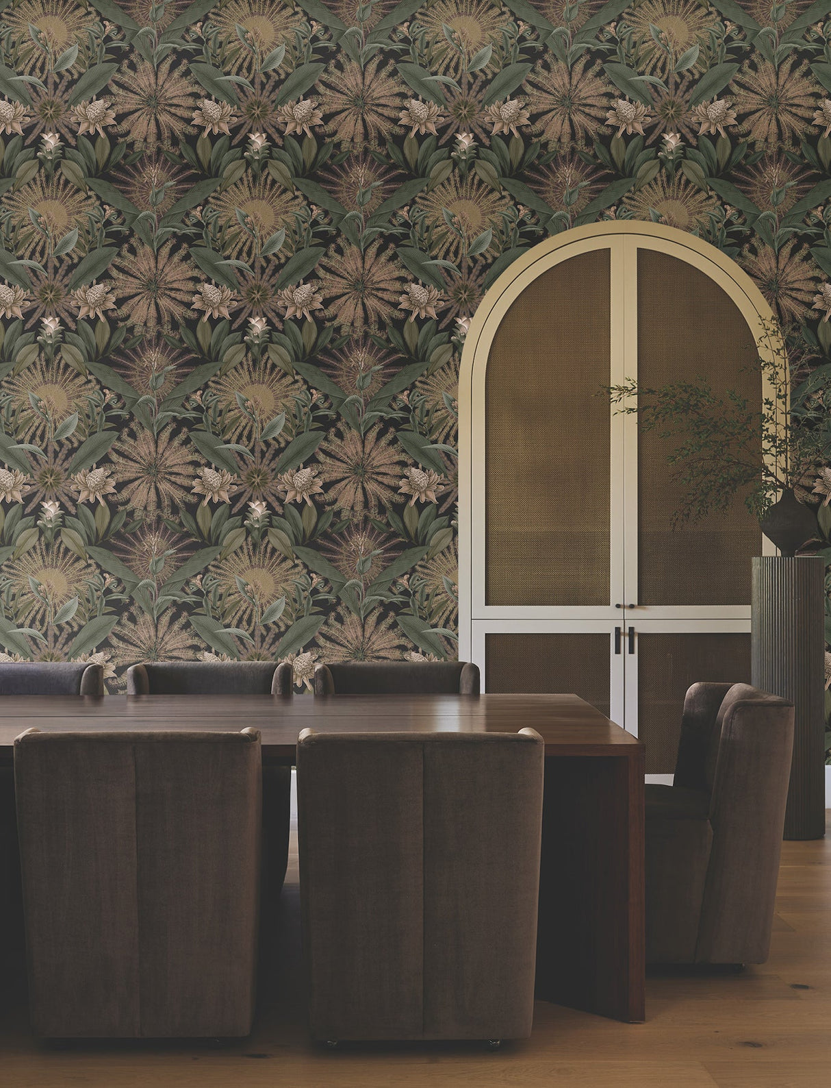 Enchanted Garden Chocolate by Ronald Redding Tropical Wallpaper- York Designer Series VR1529