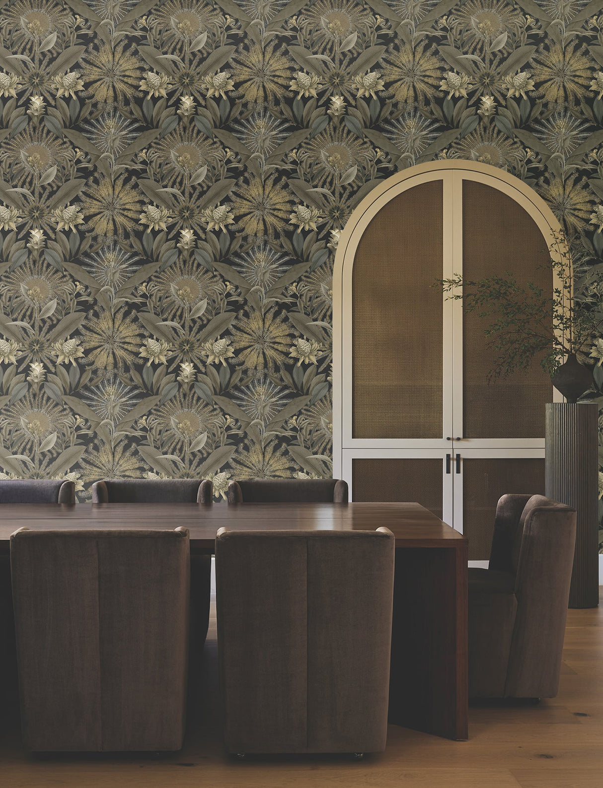 Enchanted Garden Black by Ronald Redding Tropical Wallpaper- York Designer Series VR1531