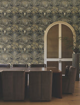 Enchanted Garden Black by Ronald Redding Tropical Wallpaper- York Designer Series VR1531
