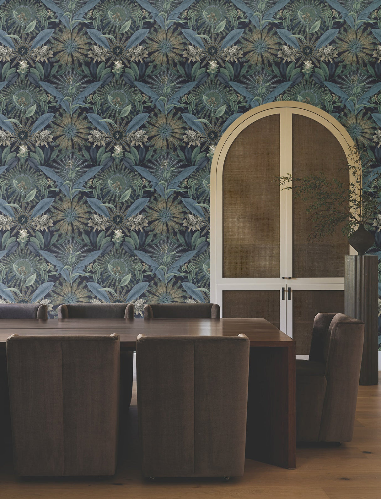 Enchanted Garden Navy by Ronald Redding Tropical Wallpaper- York Designer Series VR1532