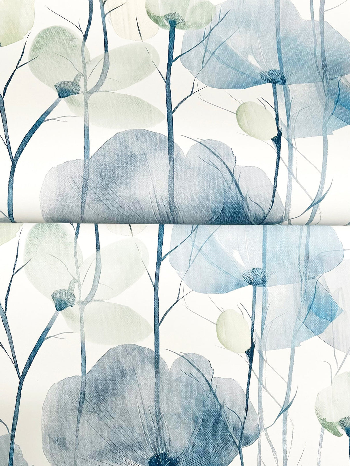 Cotswolds Poppies Blue by Ronald Redding Floral Wallpaper- York Designer Series VR1535
