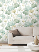 Cotswolds Poppies Turquoise by Ronald Redding Floral Wallpaper- York Designer Series VR1539