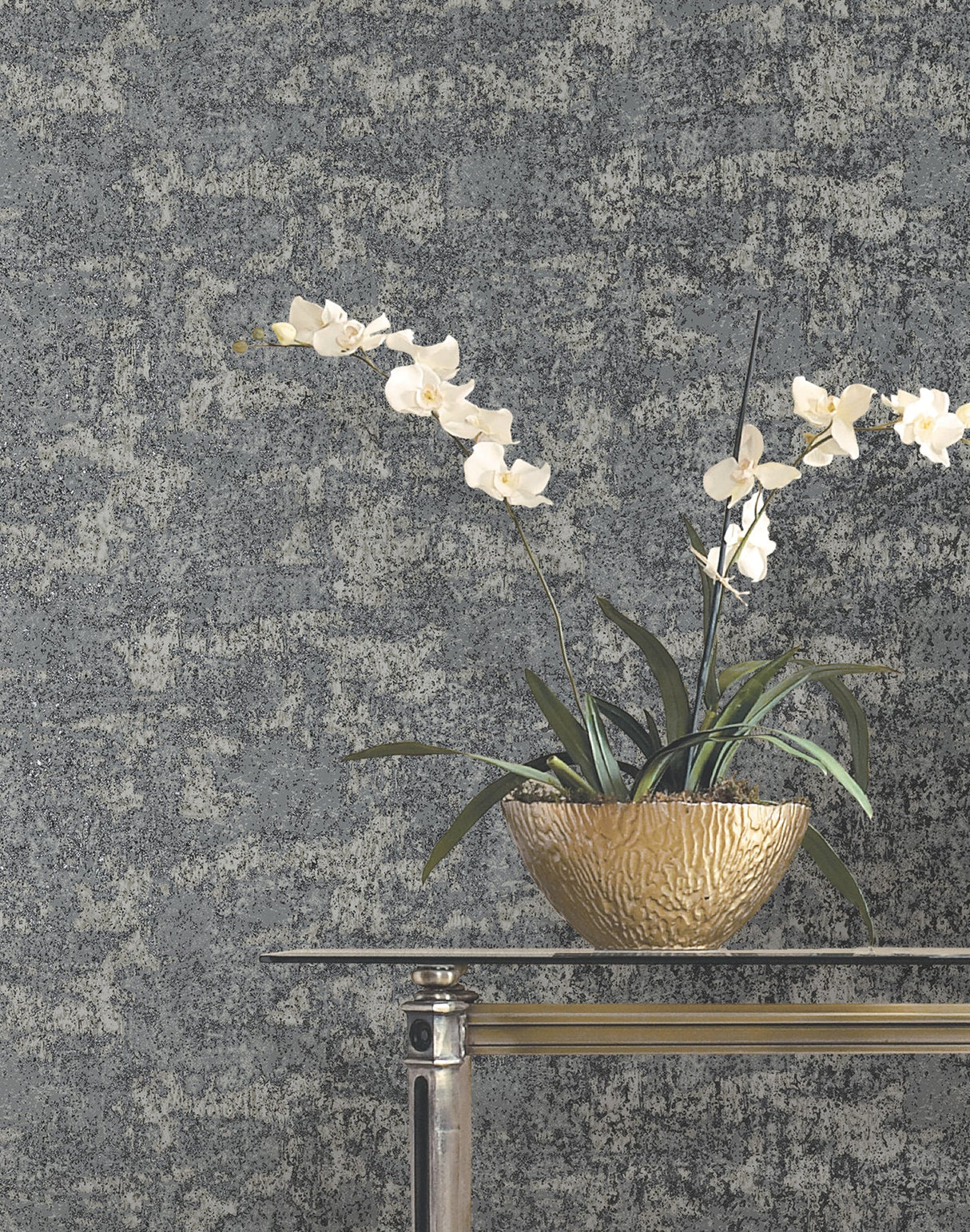 Crystal Cloud Charcoal by Ronald Redding Beaded Wallpaper- York Designer Series VR1544