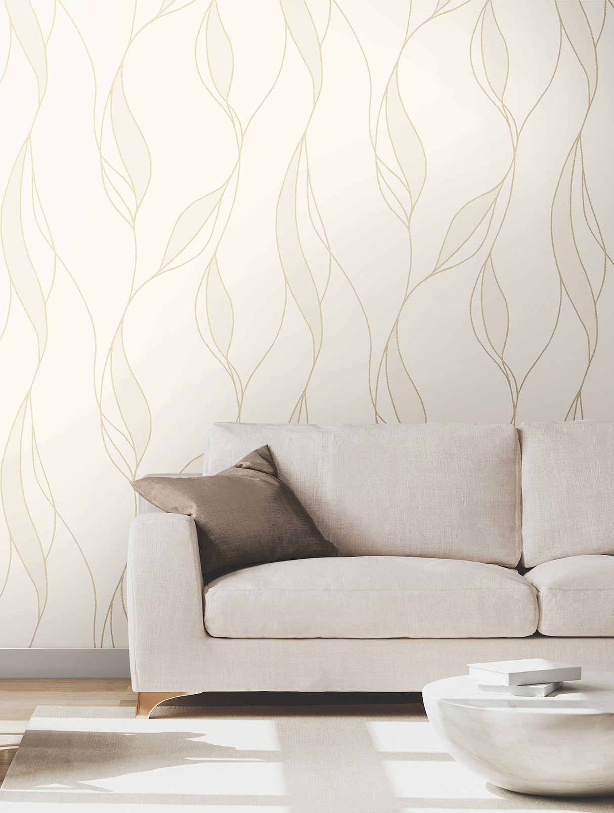 Society Hill White by Ronald Redding Abstract Leaf Wallpaper – York Designer Series VR1546