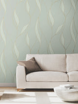 Society Hill Mint by Ronald Redding Abstract Leaf Wallpaper- York Designer Series VR1547