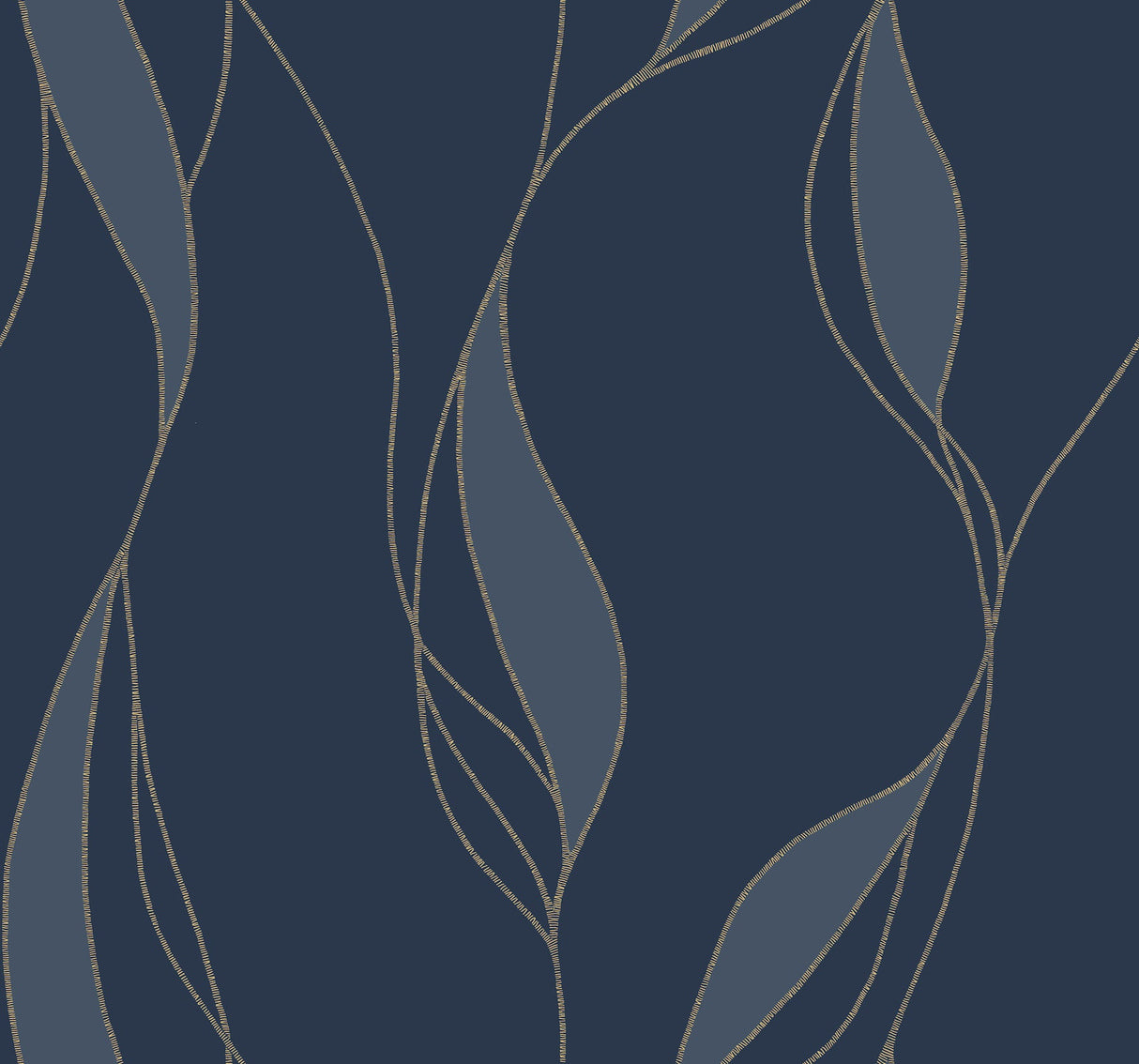 Society Hill Navy Abstract Leaf Wallpaper by Ronald Redding