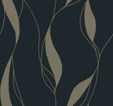 Society Hill Black Abstract Leaf Wallpaper by Ronald Redding