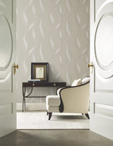 Society Hill Dove by Ronald Redding Abstract Leaf Wallpaper- York Designer Series VR1550