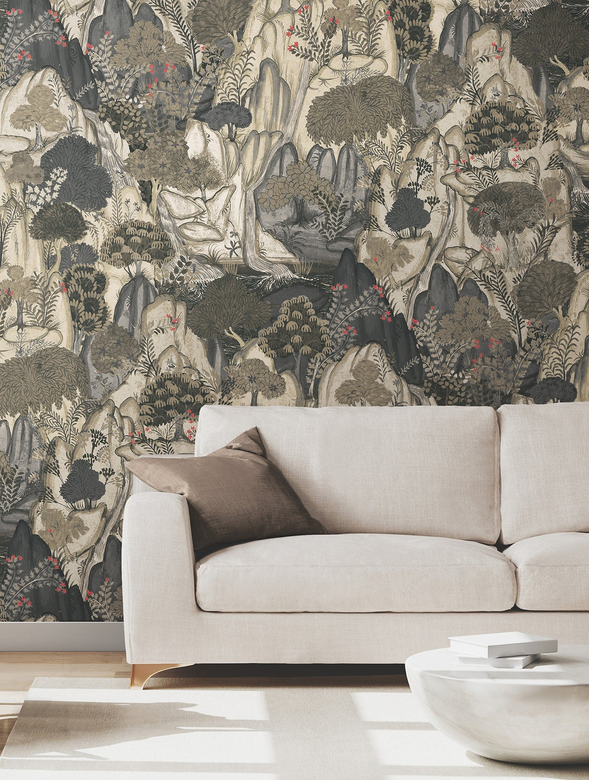 Falling Waters Neutral by Ronald Redding Scenic Wallpaper – York Designer Series VR1555