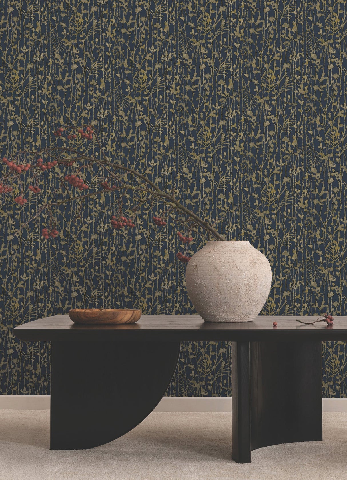 Filigree Navy by Ronald Redding Abstract Wallpaper- York Designer Series VR1561