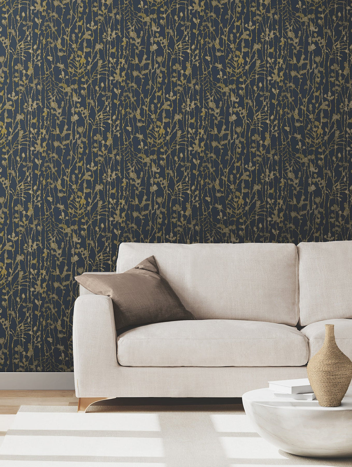 Filigree Navy by Ronald Redding Abstract Wallpaper- York Designer Series VR1561