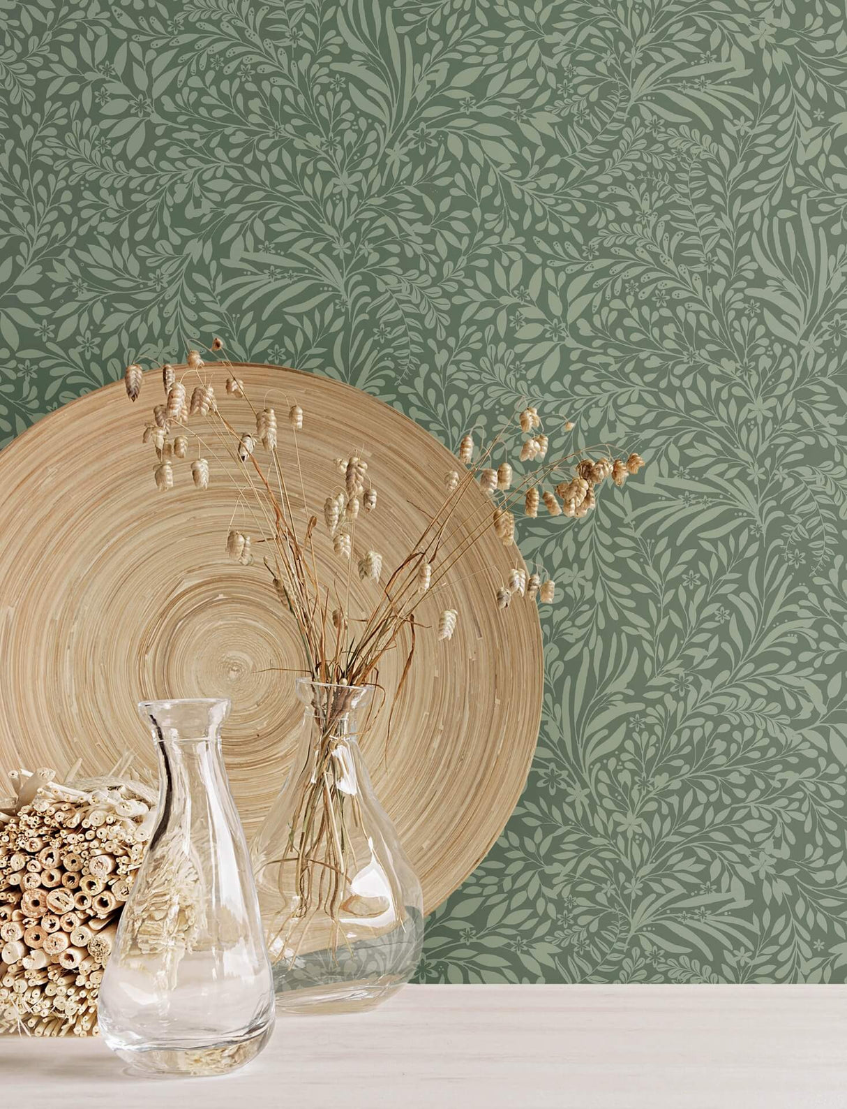 Kristina Evergreen Botanical Wallpaper