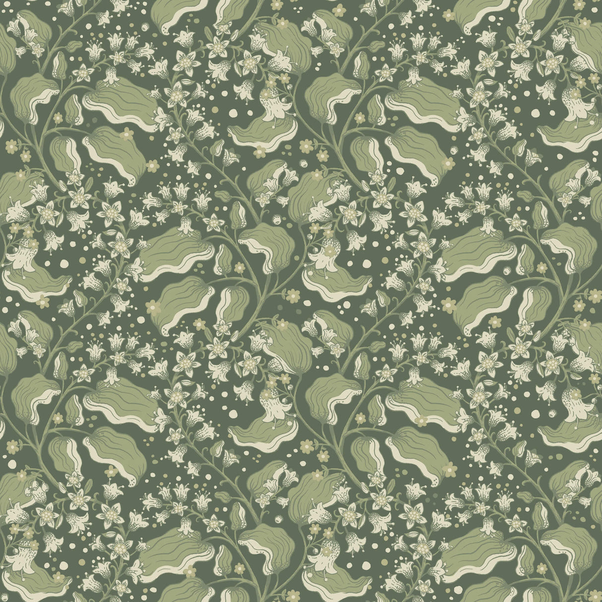 Syren Evergreen Dainty Floral Wallpaper - 4201-48026