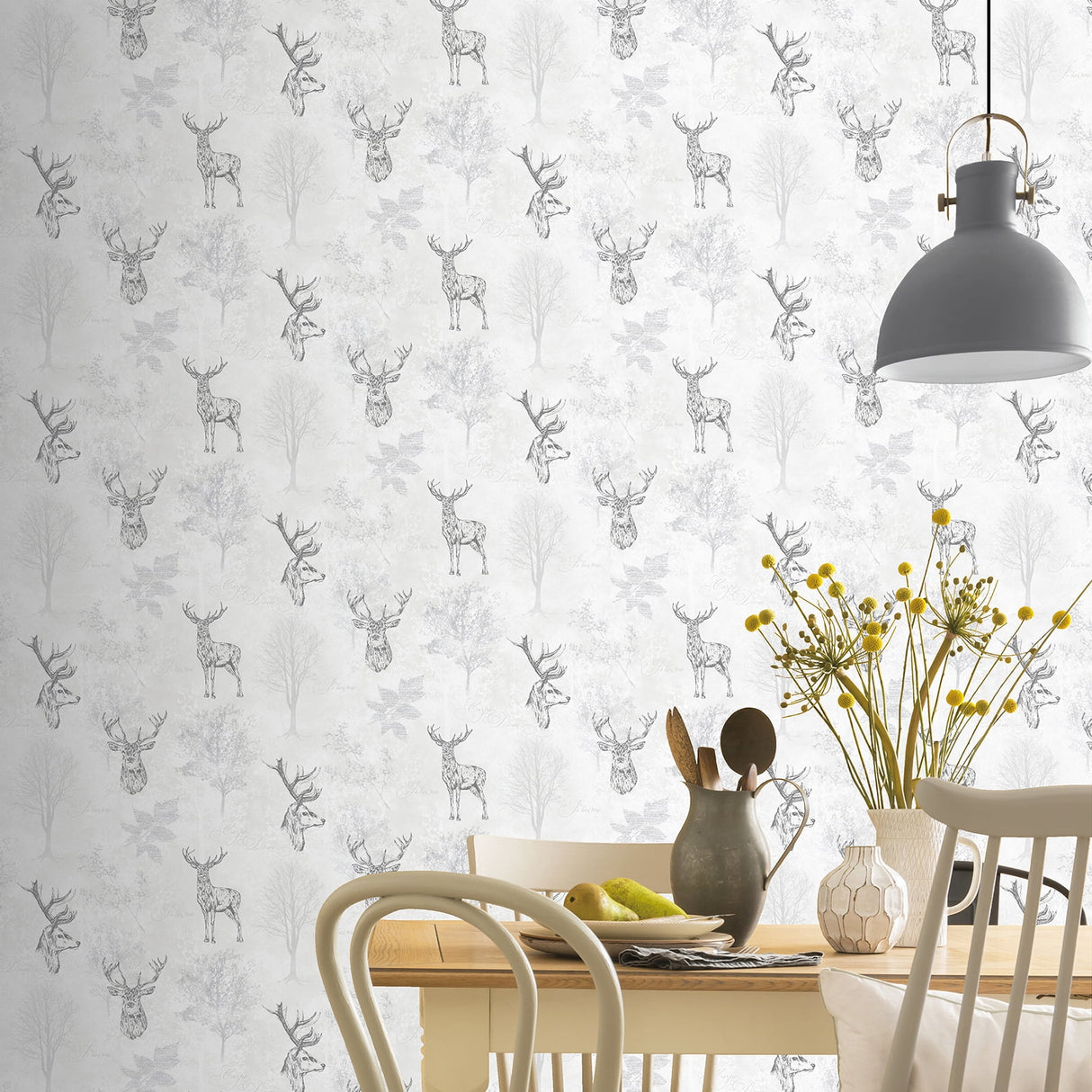 Gilbert Black by Arthouse Etched Stag Wallpaper – Brewster Home Fashions AH901808