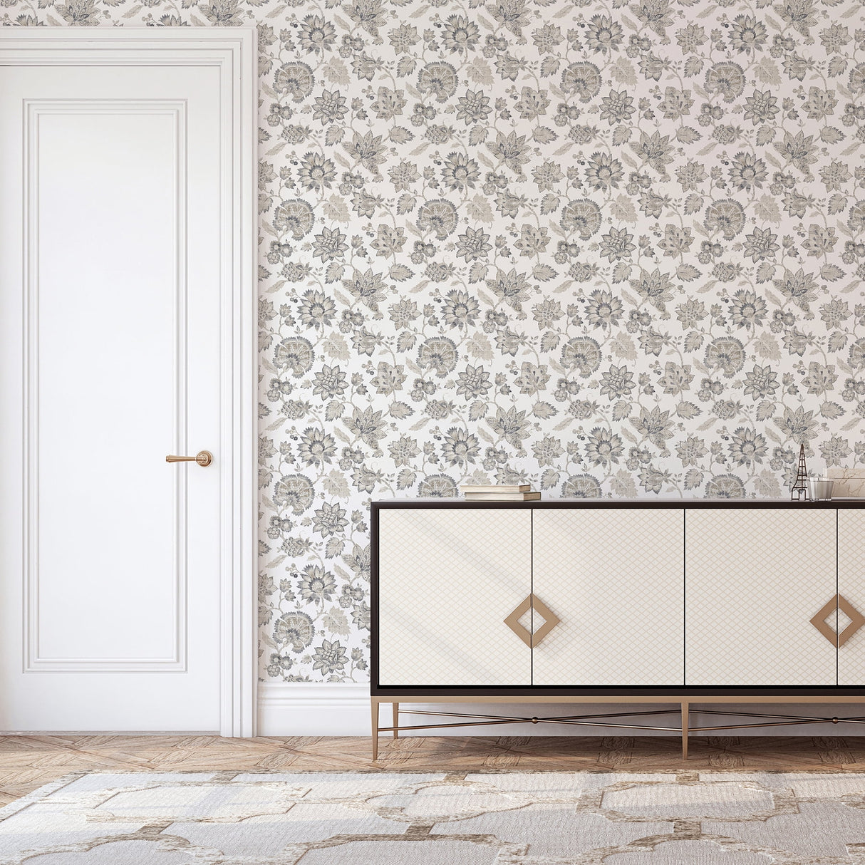 Prudie Denim by Arthouse Jacobean Trail Wallpaper – Brewster Home Fashions AH924707