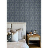 Garland Denim by Chesapeake Block Tulip Wallpaper – Brewster Home Fashions 4148-27473