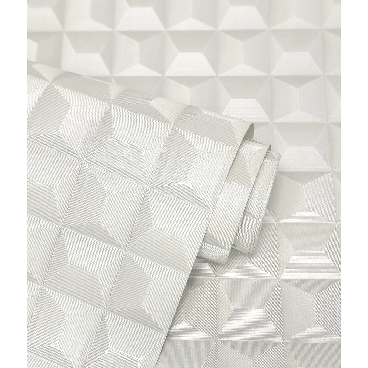 Romero White by Fine Decor 3D Geometric Wallpaper – Brewster Home Fashions M95683