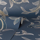 Dashiell Navy by Fine Decor Decorative Fish Wallpaper – Brewster Home Fashions FD43797