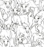 Black line-drawn cattle illustration on a cream background wallpaper pattern