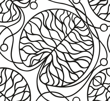 Marimekko Bottna wallpaper in ebony and eggshell with bold black outlined botanical illustration on an off-white ground.
