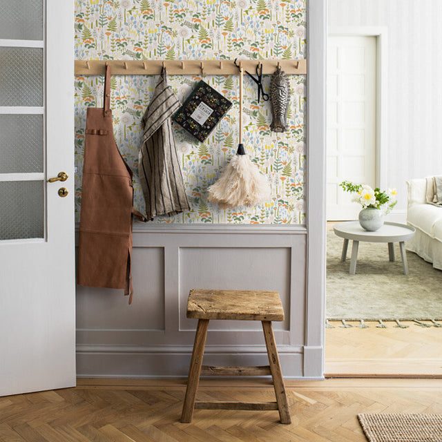 Hoppmosse Ivory and Multi by Boråstapeter Whimsical Forest Animal Wallpaper – Schumacher 1450